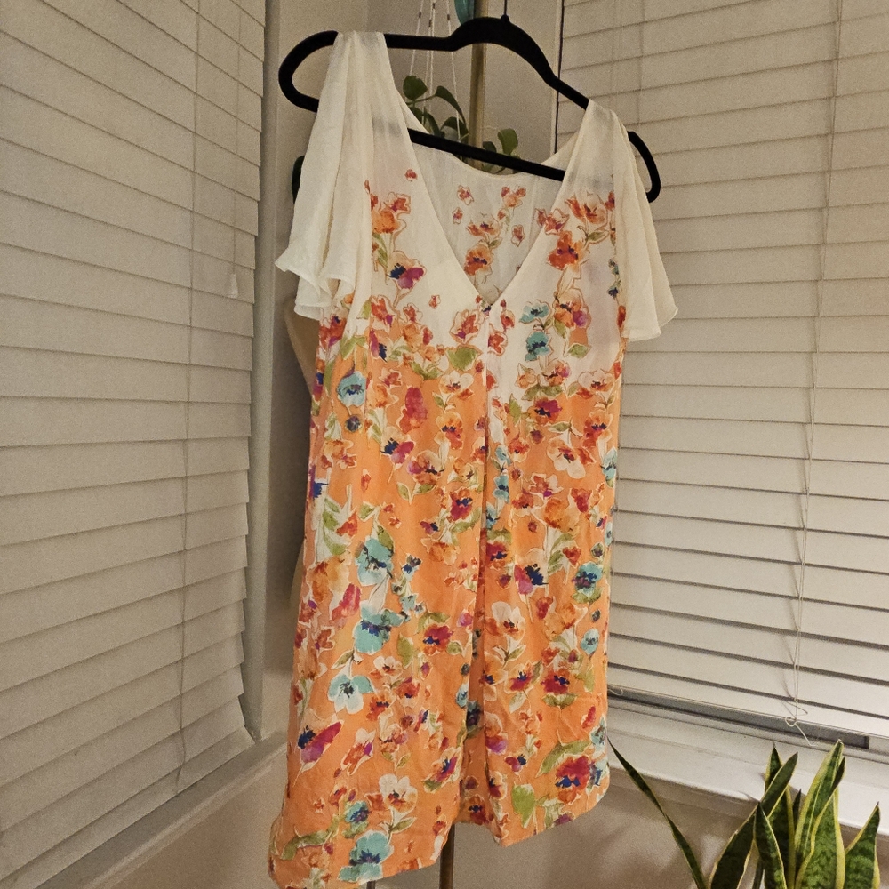 Maeve White Floral Ruffled Cap Sleeve Blouse